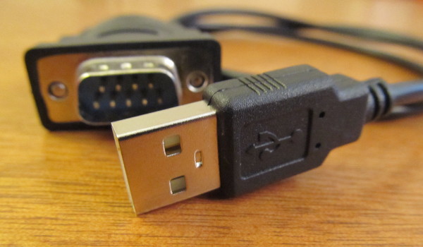 Photograph of the USB/DB-9 serial cable.