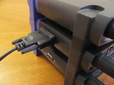Photograph of the serial cable plugged into one of the units.