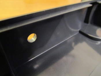 The cleaned up starter hole, shown from the inside of the case.