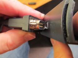 Dry-fitting the connector, from the side.