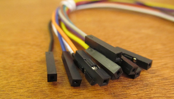 Photograph of the jumper cables we'll use to connect the board to the module.